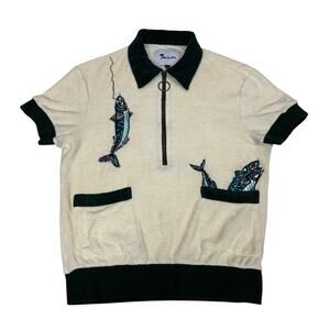 Tombolo The Angler Cabana Polo Men's XS Cotton Terry Cloth 1/4 Zip